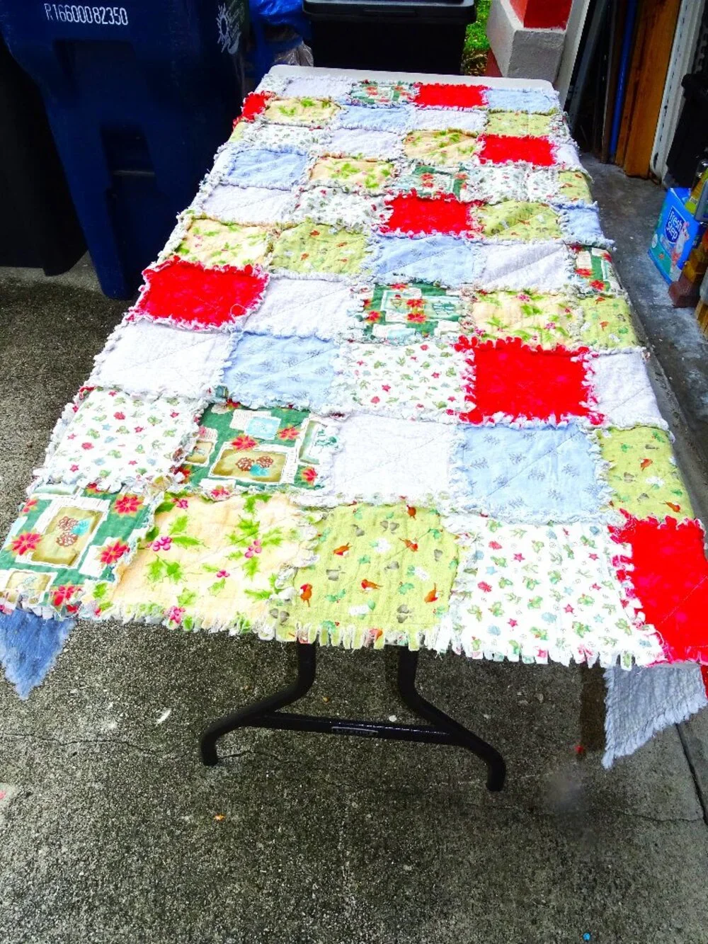 Handmade Vintage Rag Quilt -Christmas Theme - 49